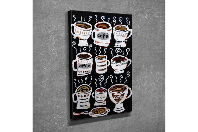 Liten Canvastavla 30x40 cm - Kaffe koppar med ångande innehåll - Svart / Vit / Brun - Inredning - Tavlor & konst - Canvastavlor