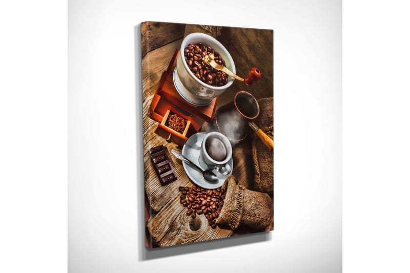 Liten Canvastavla 30x40 cm - Kaffe- och chokladkomposition med rostade kaffebönor - Brun / Beige / Svart - Inredning - Tavlor & konst - Canvastavlor