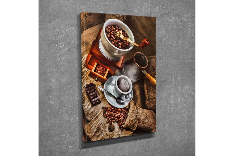 Liten Canvastavla 30x40 cm - Kaffe- och chokladkomposition med rostade kaffebönor - Brun / Beige / Svart - Inredning - Tavlor & konst - Canvastavlor