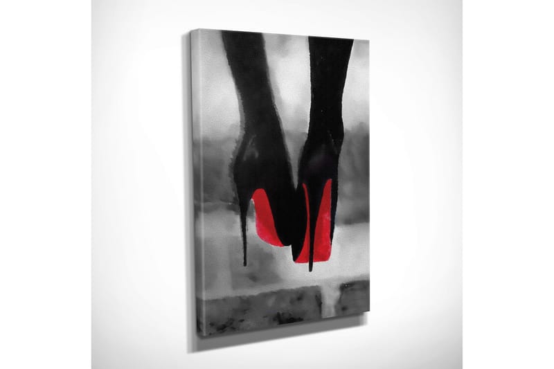 Liten Canvastavla 30x40 cm - Svart högklackad sko med röd sula - Svart / Röd - Inredning - Tavlor & konst - Canvastavlor
