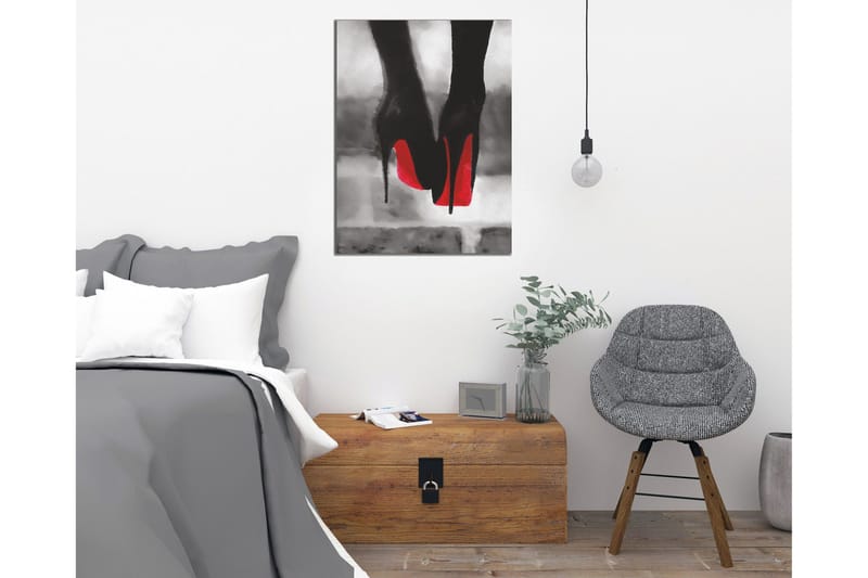 Liten Canvastavla 30x40 cm - Svart högklackad sko med röd sula - Svart / Röd - Inredning - Tavlor & konst - Canvastavlor
