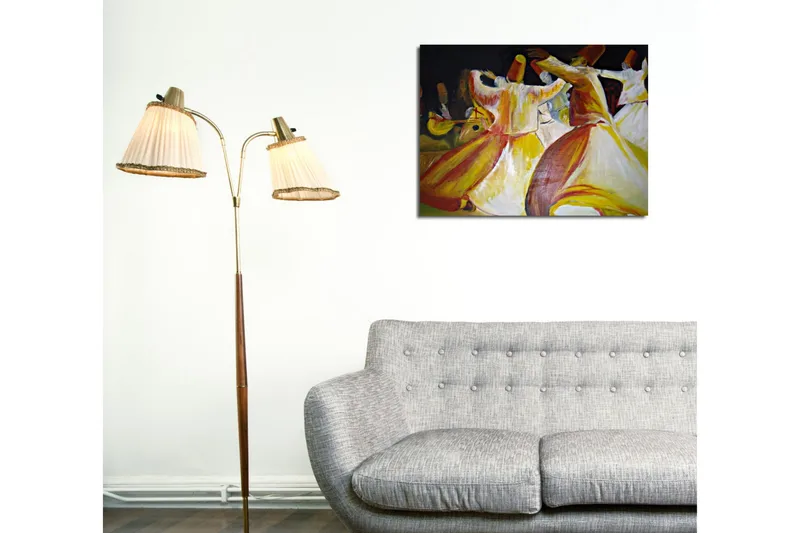 Liten Canvastavla 40x30 cm - Dansande personer i färgglada kläder - Röd / Gul / Vit - Inredning - Tavlor & konst - Canvastavlor