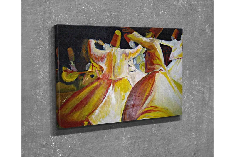 Liten Canvastavla 40x30 cm - Dansande personer i färgglada kläder - Röd / Gul / Vit - Inredning - Tavlor & konst - Canvastavlor