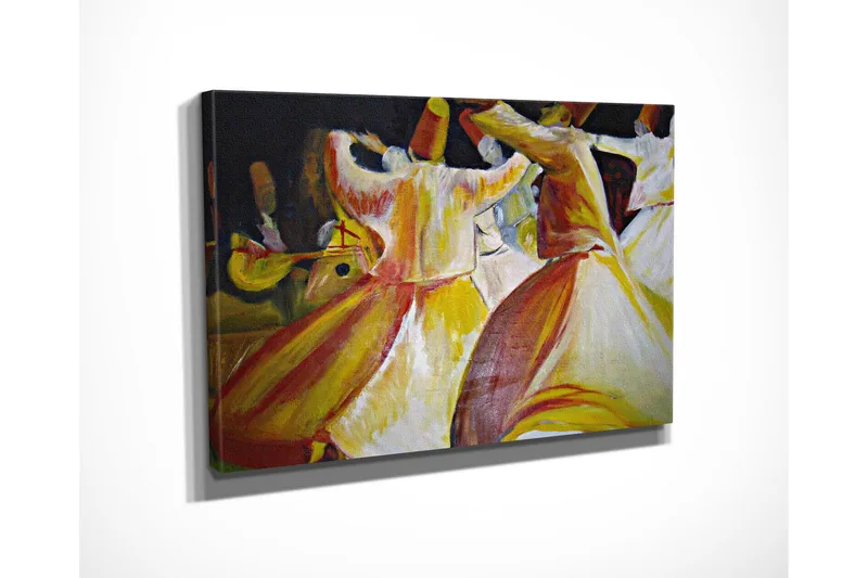 Liten Canvastavla 40x30 cm - Dansande personer i färgglada kläder - Röd / Gul / Vit - Inredning - Tavlor & konst - Canvastavlor