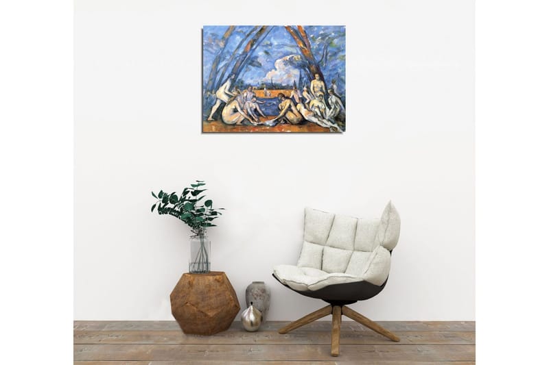 Liten Canvastavla 40x30 cm - Grupp av nakna människor vid en vattenkant omgivna av träd - Blå / Hudton / Orange - Inredning - Tavlor & konst - Canvastavlor