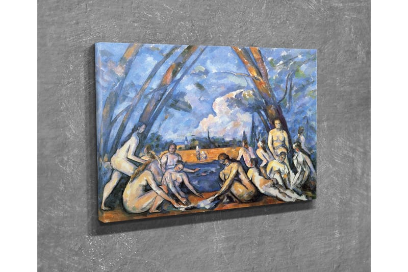 Liten Canvastavla 40x30 cm - Grupp av nakna människor vid en vattenkant omgivna av träd - Blå / Hudton / Orange - Inredning - Tavlor & konst - Canvastavlor