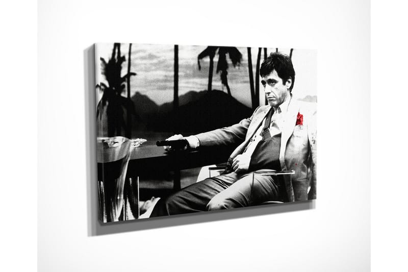 Liten Canvastavla 40x30 cm - Svartvit porträtt av en man med en röd ros i kostymen - Svart / Vit / Röd - Inredning - Tavlor & konst - Canvastavlor