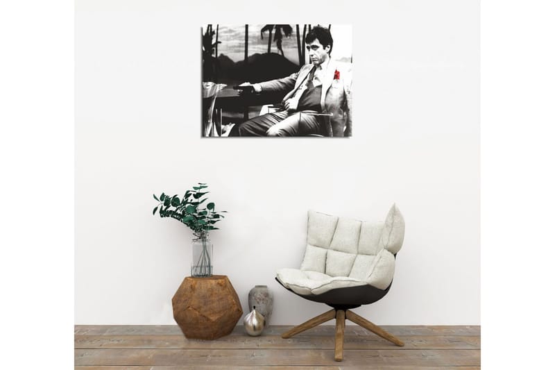 Liten Canvastavla 40x30 cm - Svartvit porträtt av en man med en röd ros i kostymen - Svart / Vit / Röd - Inredning - Tavlor & konst - Canvastavlor