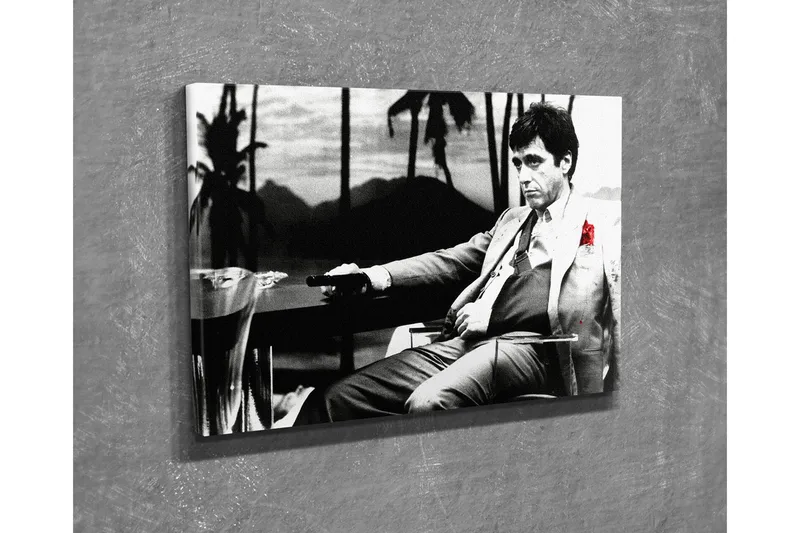 Liten Canvastavla 40x30 cm - Svartvit porträtt av en man med en röd ros i kostymen - Svart / Vit / Röd - Inredning - Tavlor & konst - Canvastavlor