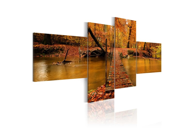 Tavla A Footbridge Over A Forest Stream 100x45 - Artgeist sp. z o. o. - Canvastavlor