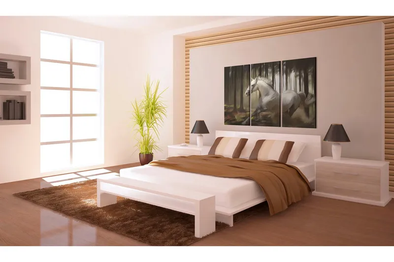 Tavla A white horse in the midst of the trees 90x60, Artgeist sp. z o. o.