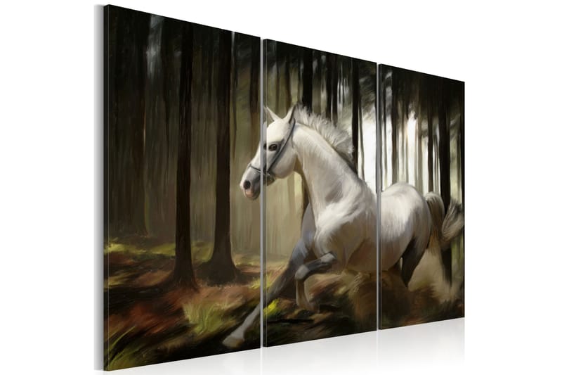 Tavla A white horse in the midst of the trees 90x60 - Artgeist sp. z o. o. - Canvastavlor