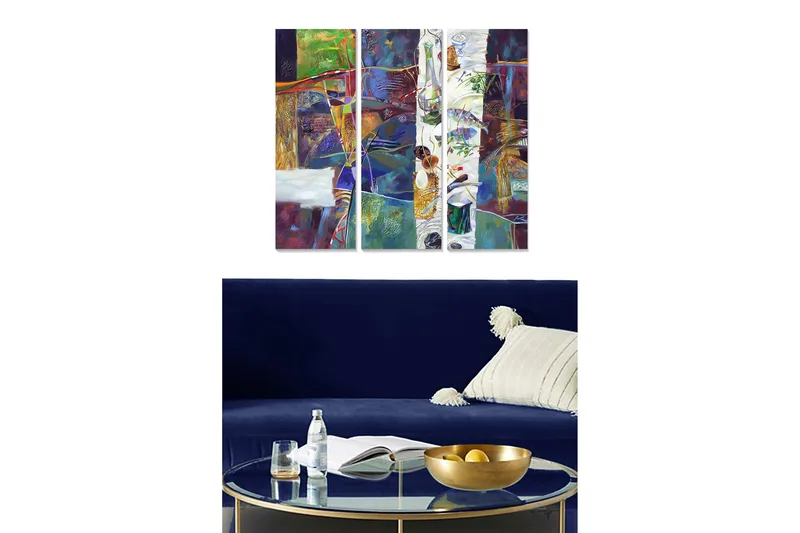 Tavla Abstract 3-pack Flerfärgad, 20x50 cm