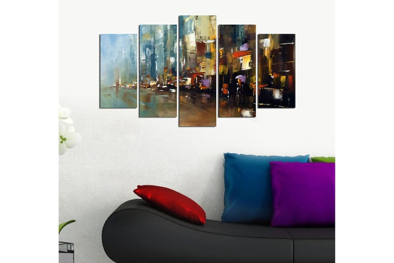 Tavla Abstract 5-pack Flerfärgad - 20x60 cm - Inredning - Tavlor & konst - Canvastavlor