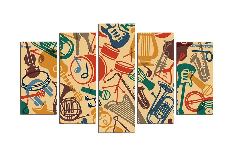 Tavla Abstract 5-pack Flerfärgad, 20x60 cm