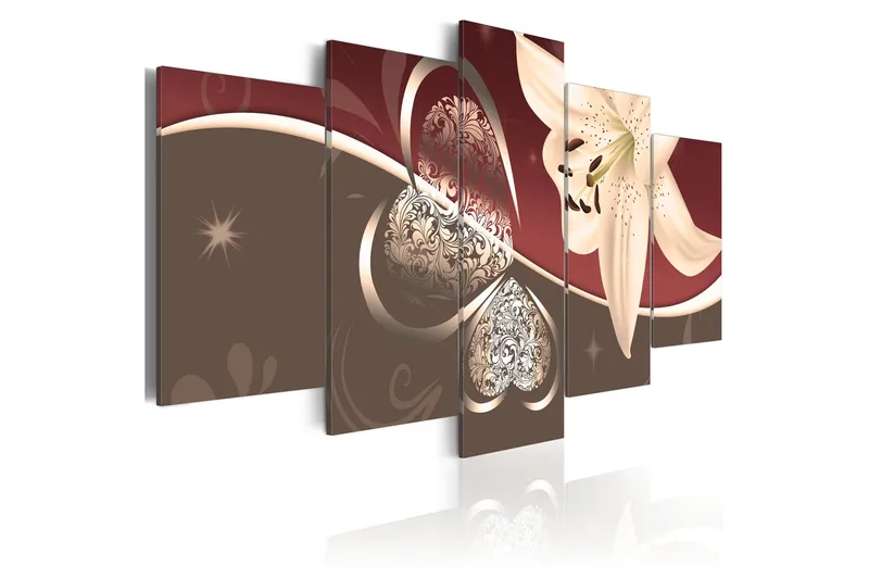 Tavla Abstraction With Lily 5 Pieces 100x50 - Artgeist sp. z o. o. - Inredning - Tavlor & konst - Canvastavlor