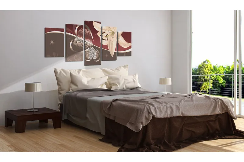 Tavla Abstraction With Lily 5 Pieces 100x50 - Artgeist sp. z o. o. - Inredning - Tavlor & konst - Canvastavlor