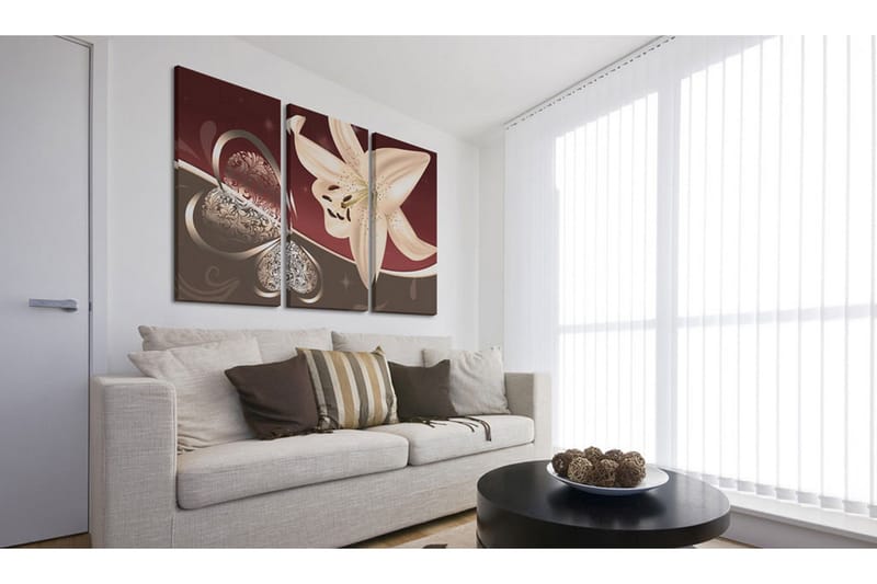Tavla Abstraction With Lily Triptych 60x40 - Artgeist sp. z o. o. - Inredning - Tavlor & konst - Canvastavlor