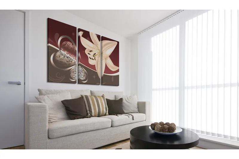 Tavla Abstraction with lily triptych 90x60 - Artgeist sp. z o. o. - Inredning - Tavlor & konst - Canvastavlor