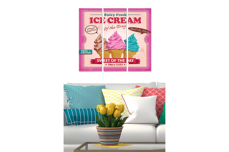 Tavla Advertisement 3-pack Flerfärgad - 20x50 cm - Inredning - Tavlor & konst - Canvastavlor