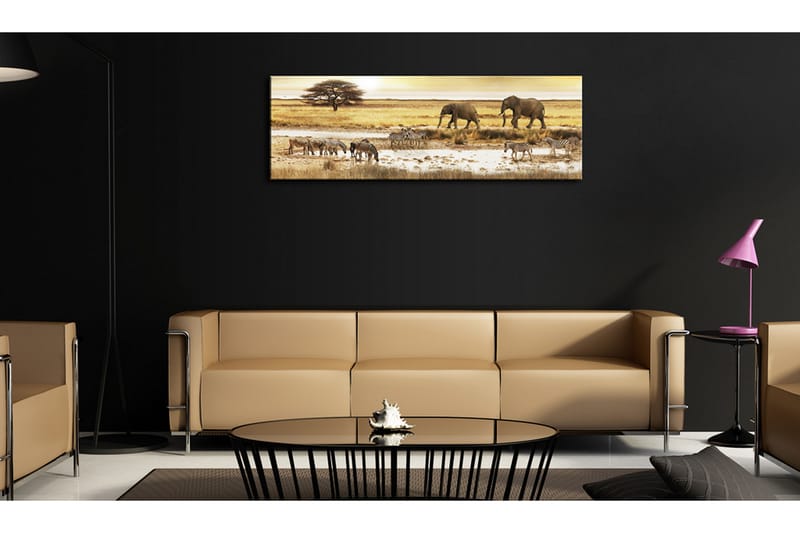 Tavla Africa At The Waterhole 135x45 - Artgeist sp. z o. o. - Inredning - Tavlor & konst - Canvastavlor