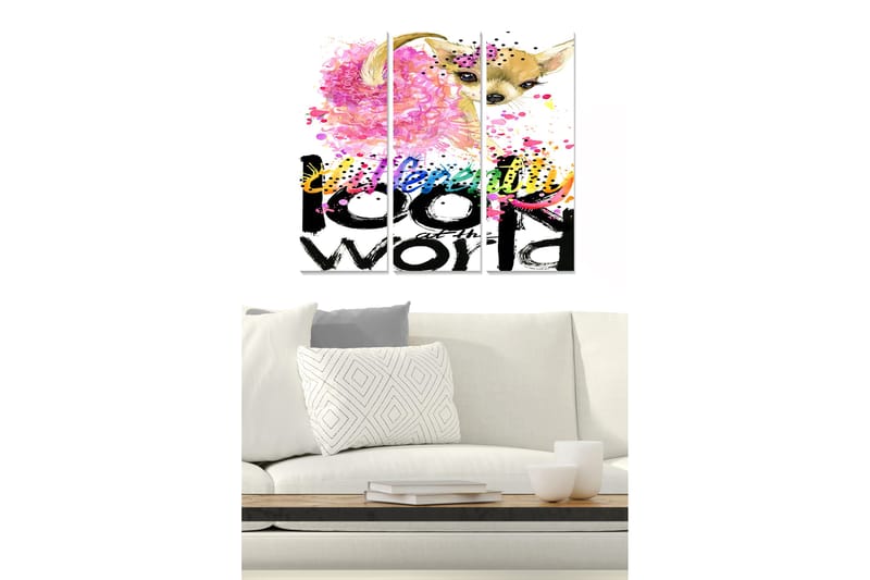 Tavla Animal 3-pack Flerfärgad - 20x50 cm - Inredning - Tavlor & konst - Canvastavlor