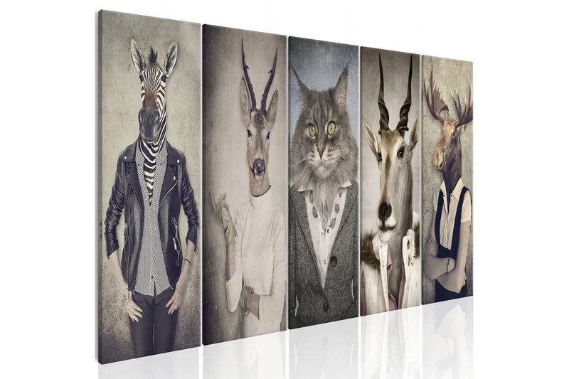 Tavla Animal Masks 225x90 - Artgeist sp. z o. o. - Inredning - Tavlor & konst - Canvastavlor