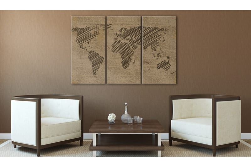 Tavla Anteckningar från World Triptych 90x60 - Artgeist sp. z o. o. - Inredning - Tavlor & konst - Canvastavlor