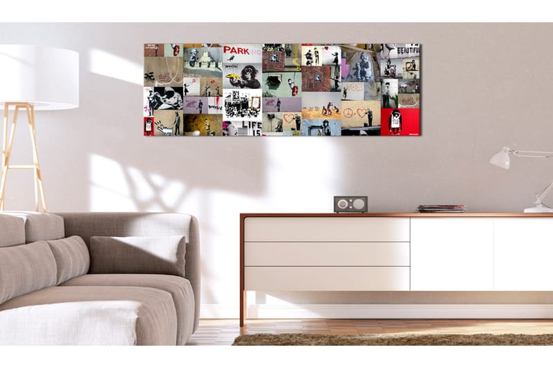 Tavla Art of Collage: Banksy II 135x45 - Inredning - Tavlor & konst - Canvastavlor