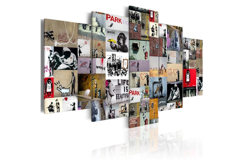 Tavla Art Of Collage Banksy Iv 200x100, Artgeist sp. z o. o.