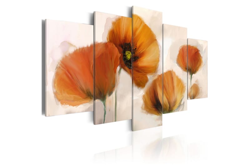 Tavla Artistic Poppies 5 Pieces 200x100 - Artgeist sp. z o. o. - Inredning - Tavlor & konst - Canvastavlor