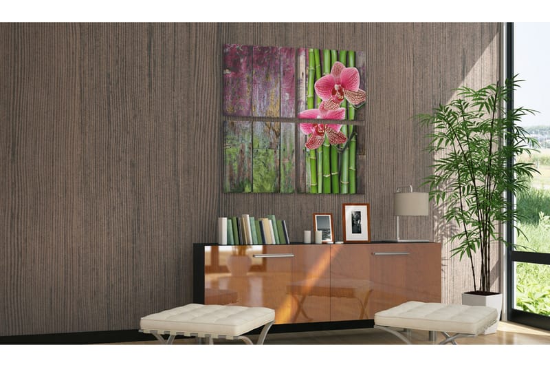 Tavla Bambu och orkidé 60x60 - Artgeist sp. z o. o. - Inredning - Tavlor & konst - Canvastavlor