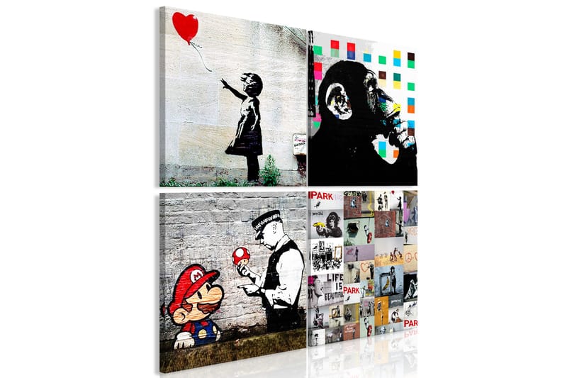 Tavla Banksy Collage (4 Parts) 40x40 - Artgeist sp. z o. o. - Inredning - Tavlor & konst - Canvastavlor