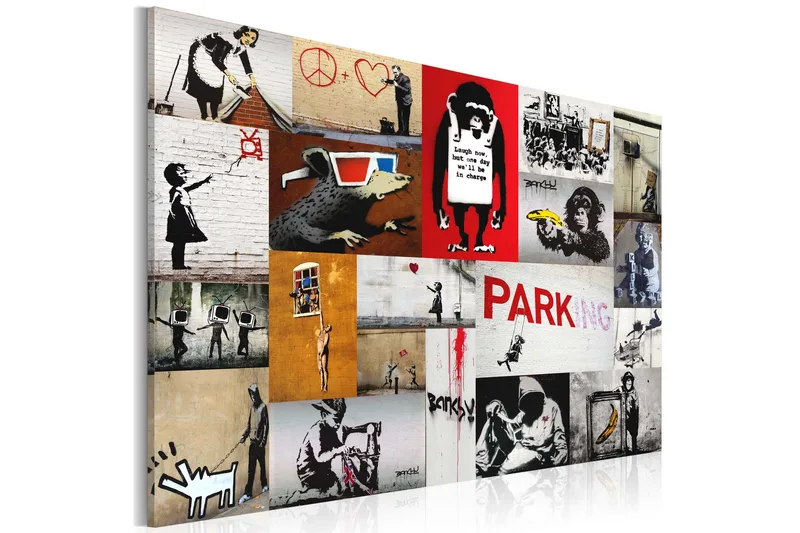 Tavla Banksy Collage 60x40, Artgeist sp. z o. o.