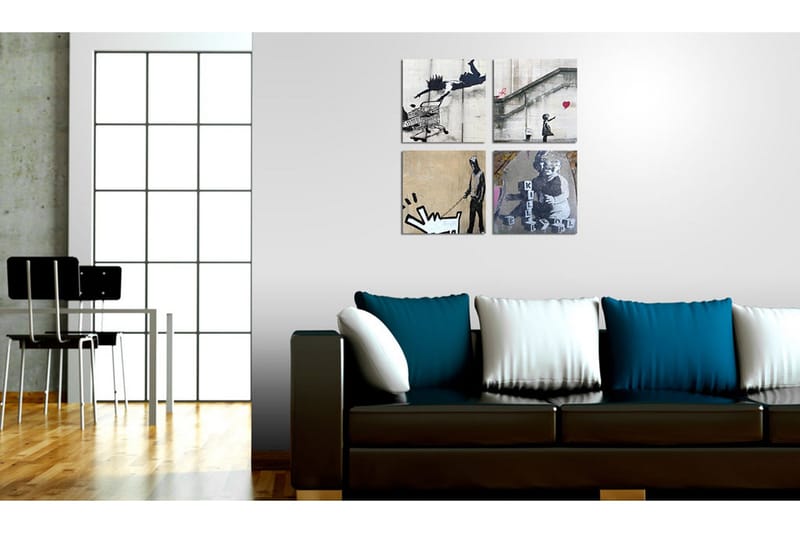 Tavla Banksy Fyra Orginal Idéer 40x40 - Artgeist sp. z o. o. - Inredning - Tavlor & konst - Canvastavlor