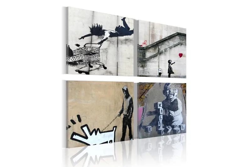 Tavla Banksy fyra orginal idéer 60x60, Artgeist sp. z o. o.