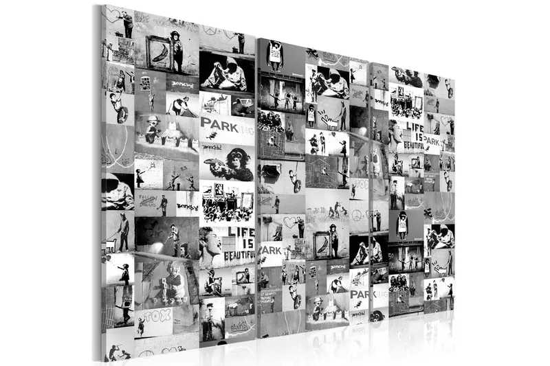 Tavla Banksy Graffiti Collage Iii 90x60, Artgeist sp. z o. o.
