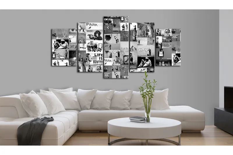 Tavla Banksy Graffiti Collage Iv 200x100 - Artgeist sp. z o. o. - Inredning - Tavlor & konst - Canvastavlor