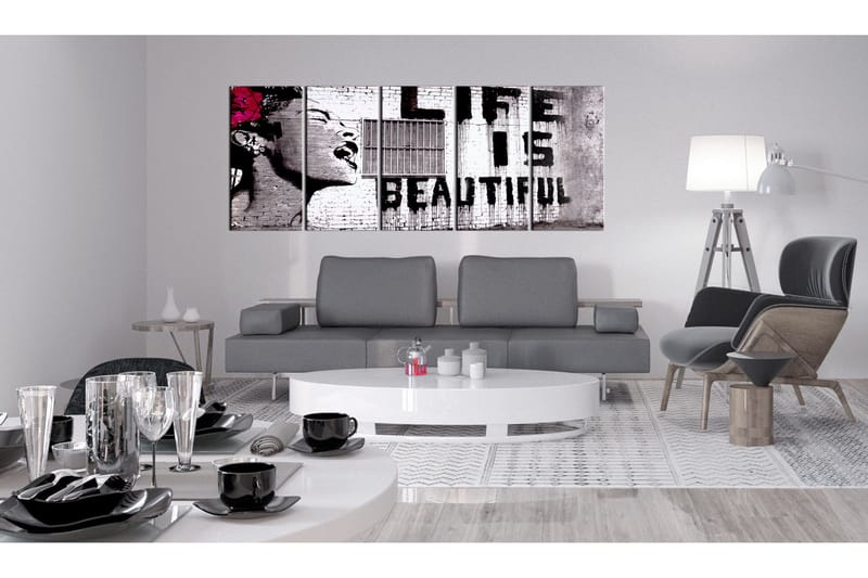 Tavla Banksy Life Is Beautiful 200x80 - Artgeist sp. z o. o. - Inredning - Tavlor & konst - Canvastavlor