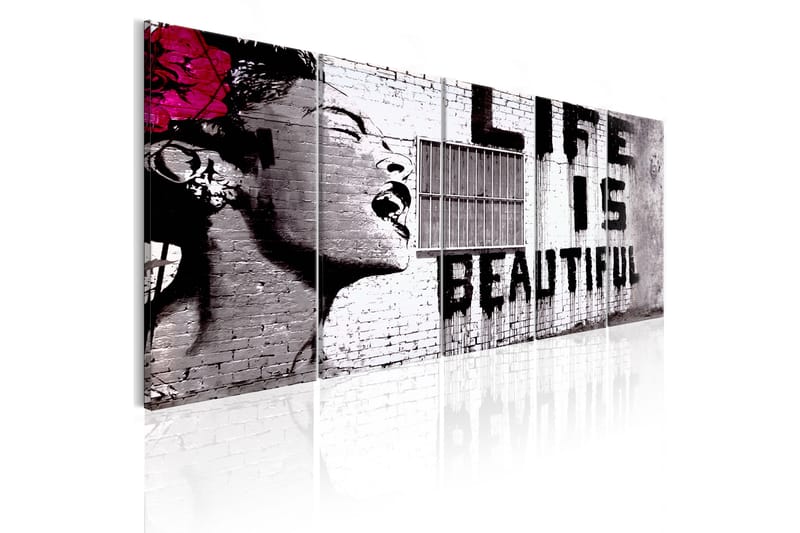 Tavla Banksy Life Is Beautiful 200x80 - Artgeist sp. z o. o. - Canvastavlor
