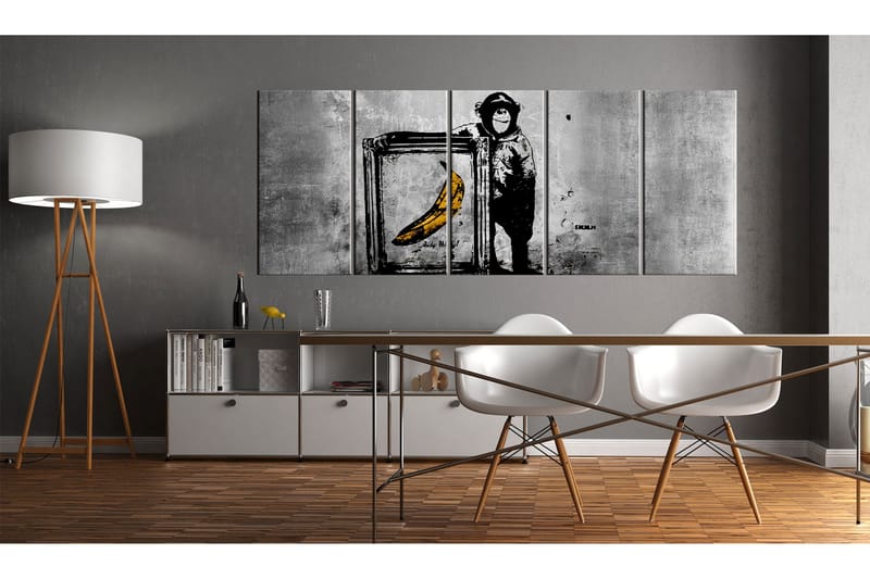 Tavla Banksy Monkey With Frame 225x90 - Artgeist sp. z o. o. - Inredning - Tavlor & konst - Canvastavlor