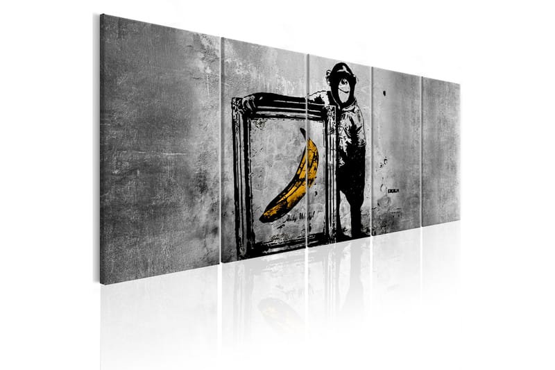 Tavla Banksy Monkey With Frame 225x90 - Artgeist sp. z o. o. - Canvastavlor
