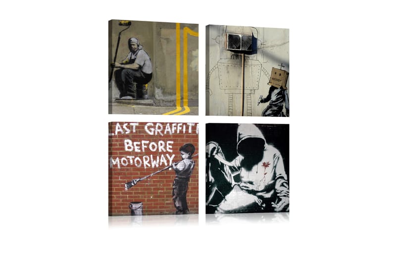 Tavla Banksy Street Art 40x40 - Artgeist sp. z o. o. - Canvastavlor