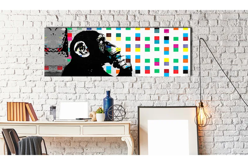 Tavla Banksy The Thinker Monkey 150x50 - Artgeist sp. z o. o. - Inredning - Tavlor & konst - Canvastavlor