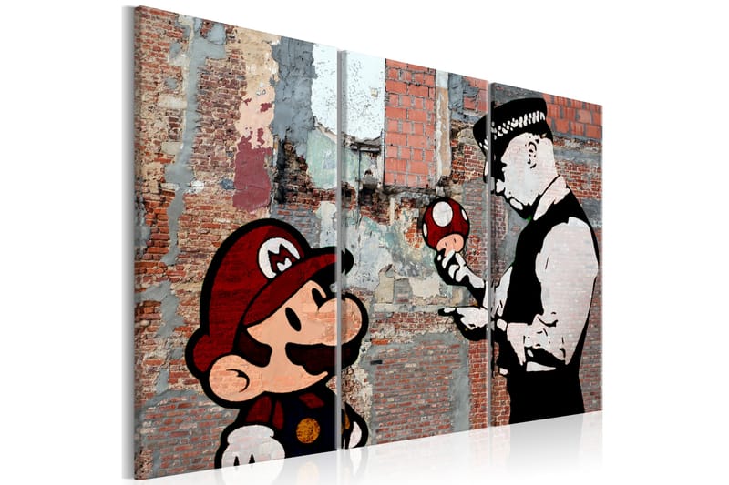 Tavla Banksy Warning 90x60 - Artgeist sp. z o. o. - Inredning - Tavlor & konst - Canvastavlor