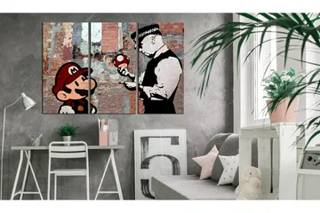 Tavla Banksy Warning 90x60 - Artgeist sp. z o. o. - Inredning - Tavlor & konst - Canvastavlor