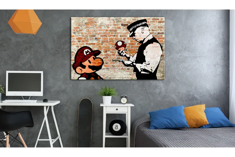 Tavla Banksy: Police Caution 120x80, Artgeist sp. z o. o.