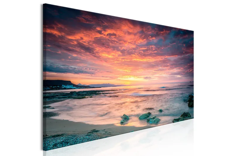 Tavla Beach in Crete (1 Part) Narrow Red 135x45 - Inredning - Tavlor & konst - Canvastavlor