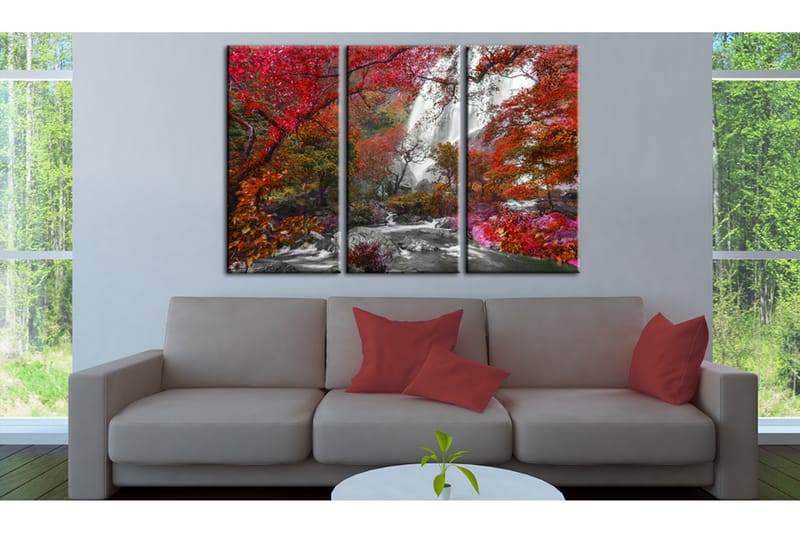 Tavla Beautiful Waterfall Autumnal Forest 90x60 - Artgeist sp. z o. o. - Inredning - Tavlor & konst - Canvastavlor