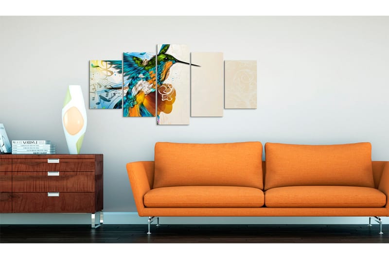 Tavla Bird's Music 5 Pieces 200x100 - Artgeist sp. z o. o. - Inredning - Tavlor & konst - Canvastavlor